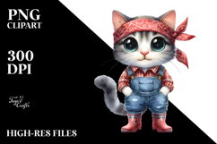Expressive Cat in Farm Jeans with Bandana Product Image 2