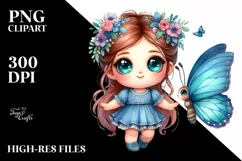 Watercolor Butterfly Big Eyes Sublimation Clipart Product Image 1
