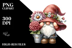 cute Gnome with Chrysanthemum, Transparent PNG Product Image 2