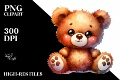 Colorful Old Plush Bear | Watercolor Clipart Product Image 1