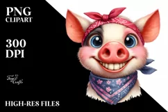 Funny Pig Goat Bandana Eyes Smile | Clipart Product Image 1