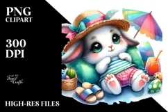 Crazy Baby Bunny with Summer Clothes PNG Product Image 2
