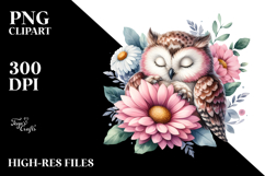 Owl Flower Petals Sleeping | Sublimation | Clipart Product Image 2