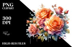Vibrant Orange Roses Watercolor PNG Product Image 2