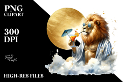 Lion Drinking Cocktail PNG Product Image 2