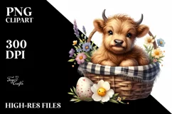 Baby Highland Cow Egg Basket | Sublimation | Clipart Product Image 3