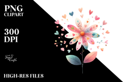 Simple Boho Hearts Flower, PNG Product Image 2