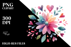 Simple Boho Hearts Flower, PNG Product Image 2