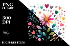 Simple Boho Hearts Flower, PNG Product Image 2