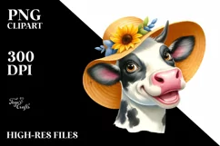 Cow Enthusiastic Goofy Sun Hat Cow Clipart Product Image 1