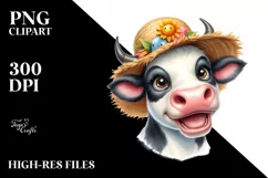 Cow Enthusiastic Goofy Sun Hat Cow Clipart Product Image 1