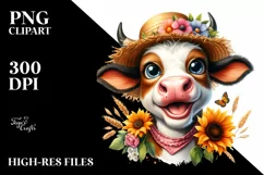 Cow Enthusiastic Goofy Sun Hat Cow Clipart Product Image 3