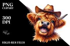 Highland Cow Portrait with Sun Hat Product Image 2