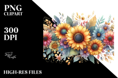 Colorful Sunflower Frame PNG Product Image 2