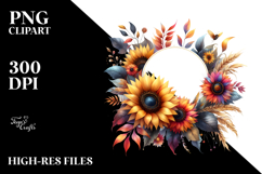 Colorful Sunflower Frame PNG Product Image 2