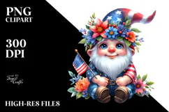 Gnome with Floral Wreath PNG Product Image 2