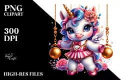 Colorful Baby Unicorn Dancer PNG Product Image 1