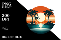 Retro Tropical Island Sunset PNG Product Image 2