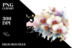 Orchid Made of Material with Golden Insertions PNG Product Image 2