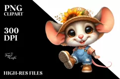 Funny Baby Mouse in Farm Jeans with Sun Hat Product Image 3