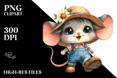 Baby Mouse with Sun Hat and Farm Jeans Clipart Product Image 3