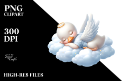Baby Swan Sleeping on Cloud | Clipart Product Image 2