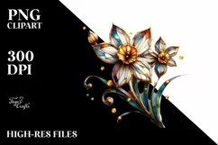 Wooden Stained Narcissus | Watercolor Clipart Product Image 3