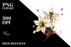 Wooden Stained Narcissus | Watercolor Clipart Product Image 3