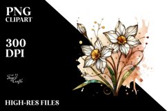 Wooden Stained Narcissus | Watercolor Clipart Product Image 3