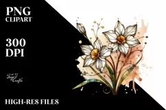 Wooden Stained Narcissus | Watercolor Clipart Product Image 3