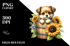 Baby Dog with Sunflower PNG Product Image 2