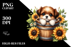Baby Dog with Sunflower PNG Product Image 2