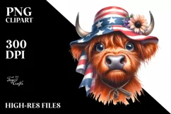Confused Cow Portrait with Sun Hat Clipart Product Image 3