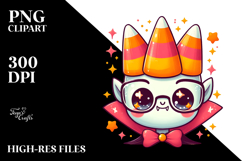 Cute Vampire with Candy Corn Crown PNG Product Image 2