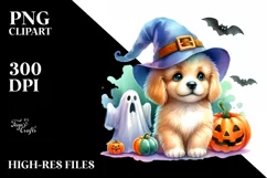 Cute Baby Dog Halloween Drawing | Watercolor Scenery Product Image 3
