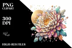Wooden Stained Chrysanthemum | Clipart Product Image 1