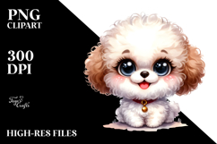 Watercolor Baby Cartoon Bichpoo with Big Eyes JPEG Product Image 2