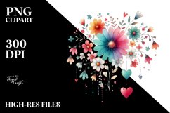 Boho Flower Hearts PNG Product Image 2