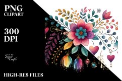 Boho Flower Hearts PNG Product Image 2