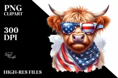Proud Highland Cow Portrait Sublimation Clipart Product Image 1
