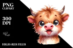Funny Baby Face Highland Cow, PNG Product Image 2