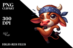 Goofy Baby Calf with Bandana, Winking Eye, PNG Product Image 2