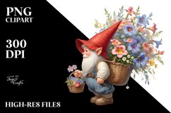 Small Gnome Lobelia Bouquet | Sublimation | Clipart Product Image 3
