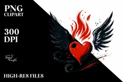 Paintbrush Heart with Wings, PNG Product Image 2