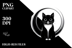 Funny Black Cat Digital Painting, PNG Product Image 2