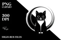 Funny Black Cat Digital Painting, PNG Product Image 2