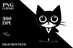 Funny Black Cat Digital Painting, PNG Product Image 2