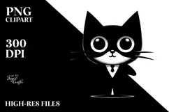 Funny Black Cat Digital Painting, PNG Product Image 2