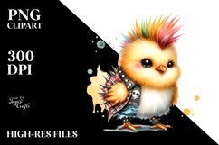 Energetic Baby Chicken with Punk Look PNG Product Image 2