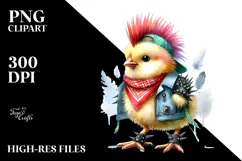 Energetic Baby Chicken with Punk Look PNG Product Image 2
